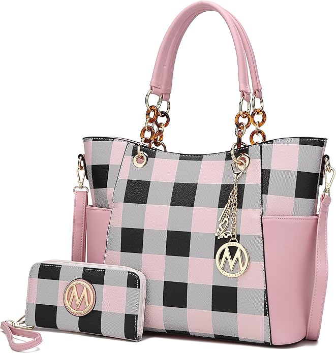 Colorful pop art style handbag with bold patterns